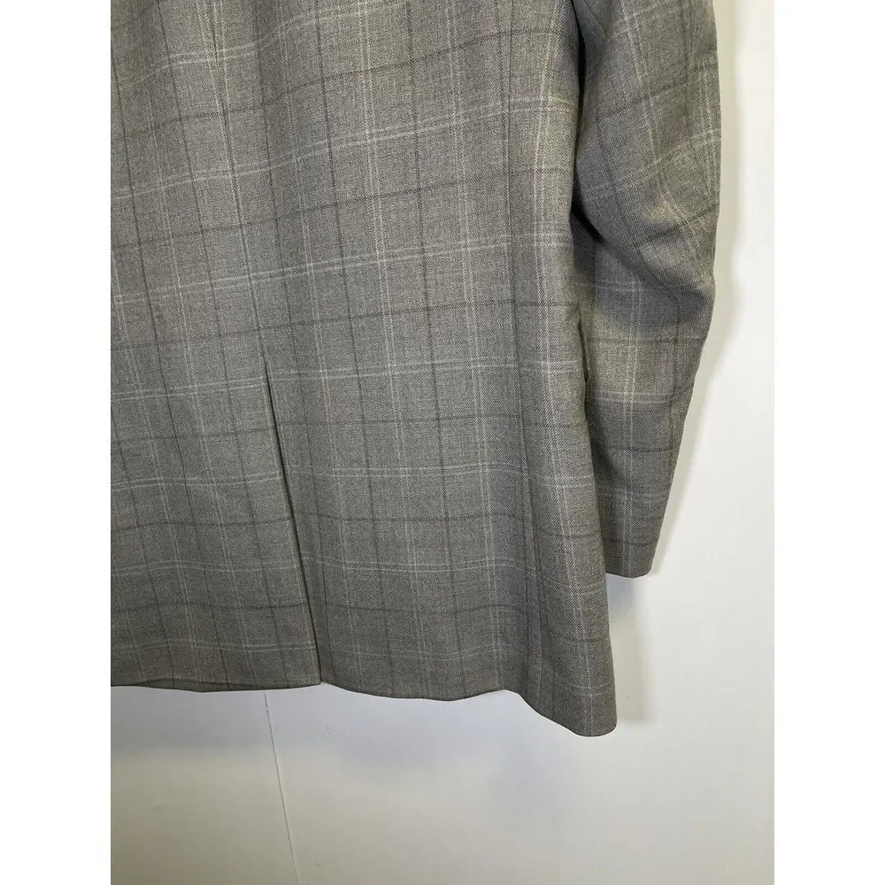 Jos A Bank Men's 41L Wool Gray Plaid 2 Button Sport Coat Blazer‎ Jacket